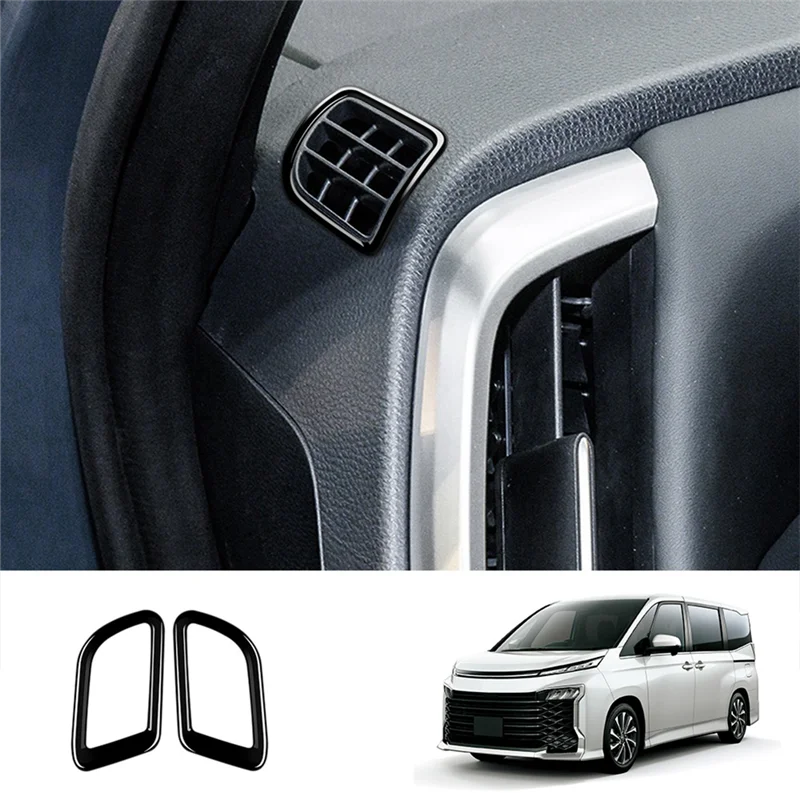 1Pair Dashboard Air Conditioning Vent Cover Sticker for Toyota Noah Voxy 90 Series 2022 Vent Trim Frame Bright Black RHD