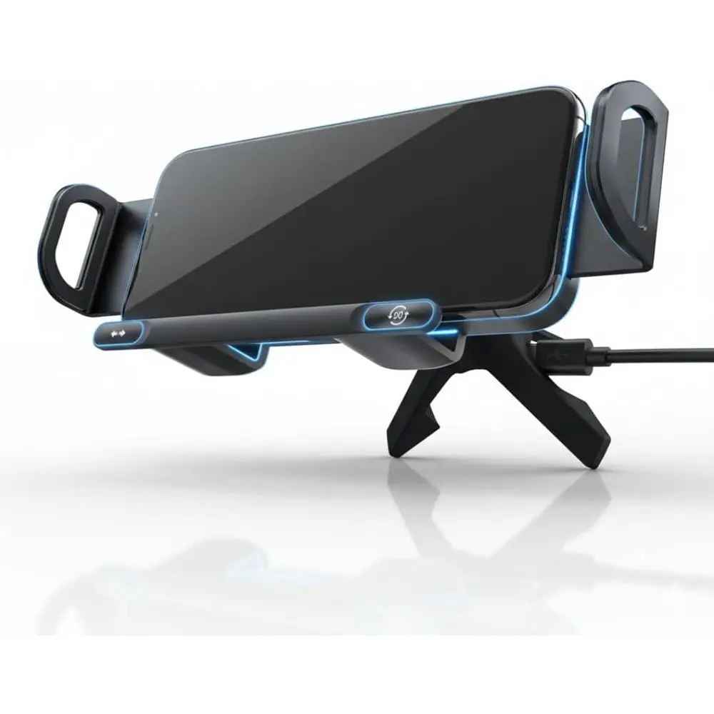 

Умный держатель для телефона 2-в-1 с автоматическим вращением и беспроводной зарядкой, портативное автомобильное крепление для iPhone и других мобильных телефонов с креплением на приборную панель
