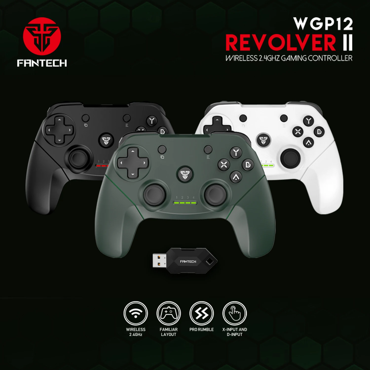 Fantech "revolver II Wgp12 Wireless Gamepad with Hall Effect Joysticks &
