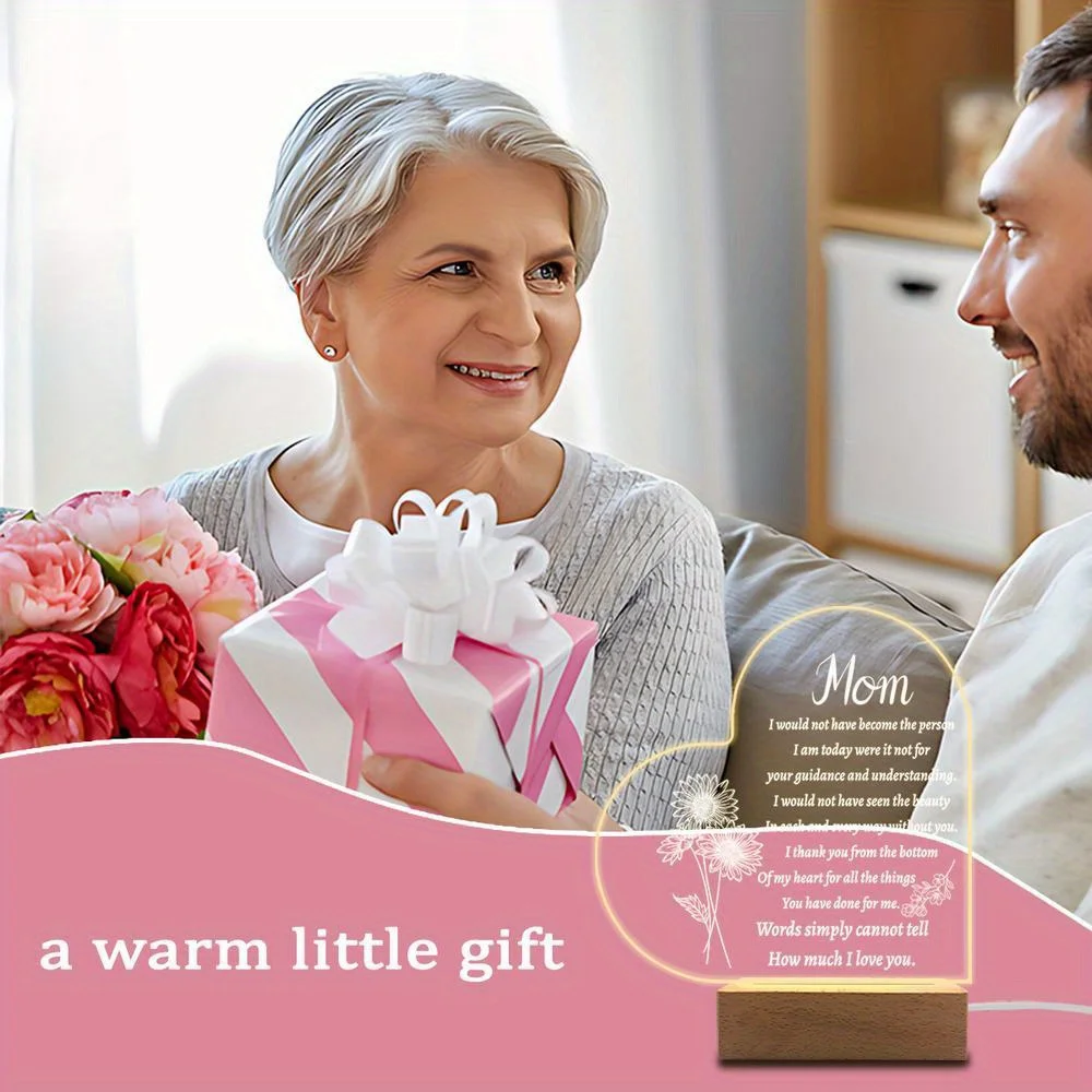 1 قطعة ملحقات التصوير الفوتوغرافي المضيئة من الأكريليك ، قاعدة USB ، هدية للأم ، تماثيل تذكارية على طراز الحب #4