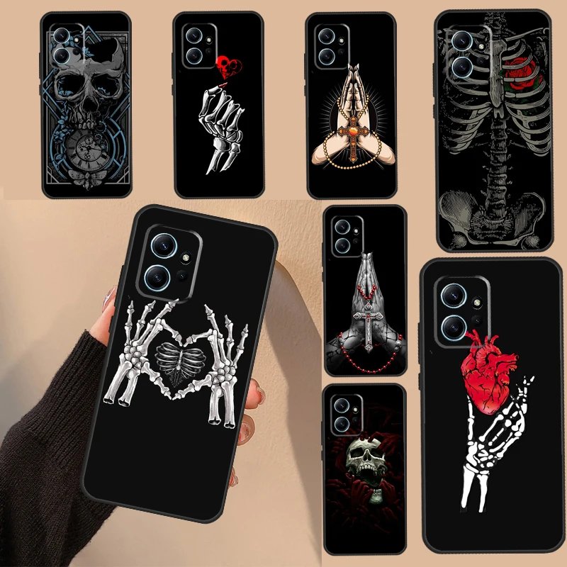 Love Death Cross Pray Hands Art Case For Xiaomi Redmi Note 8 9 10 11 12 Pro 12S 11S 10S 9S Redmi 12 9C 10C 12C Cover Shell