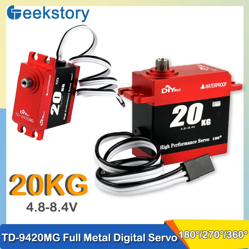 20KG Digital TD-9420MG Servo Carbon Brush Motor High Torque Full Metal Gear Servos DIY Parts For 1/8 1/10 1/12 RC Cars Crawler