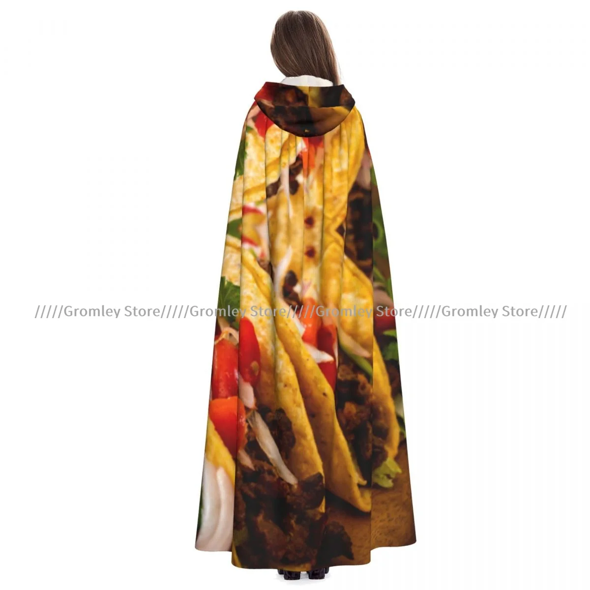 

Tacos- Mexican Food Witch Cloak Hooded Cosplay Costume Halloween Adult Long Party Cape