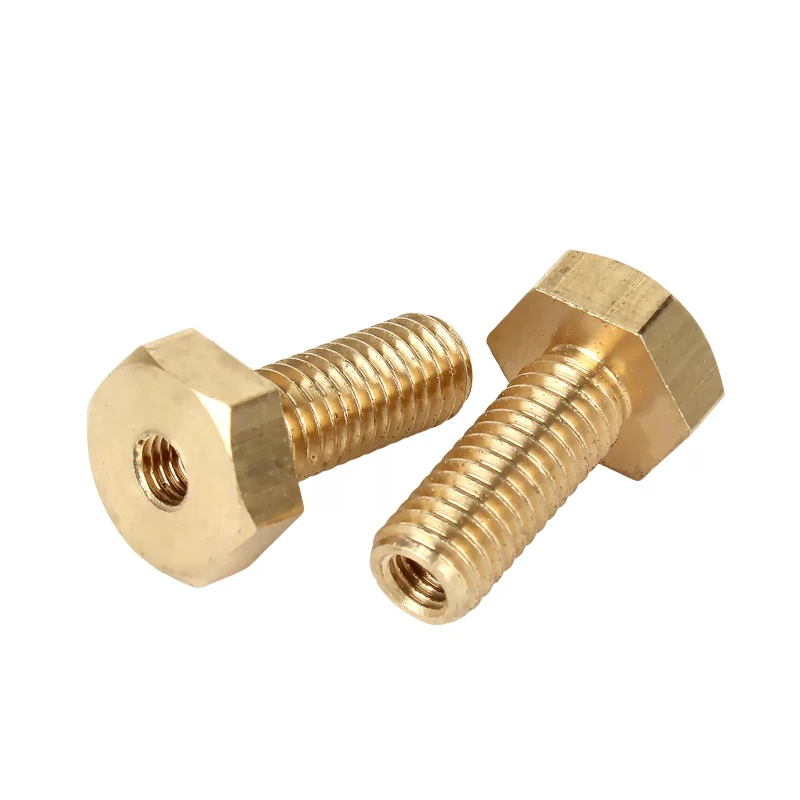 1-20pcs M6 M8 M10 M12 M14 Brass Outer Hex Internal And External Threads Bolt Hollow Helical Nut Connectable Screw