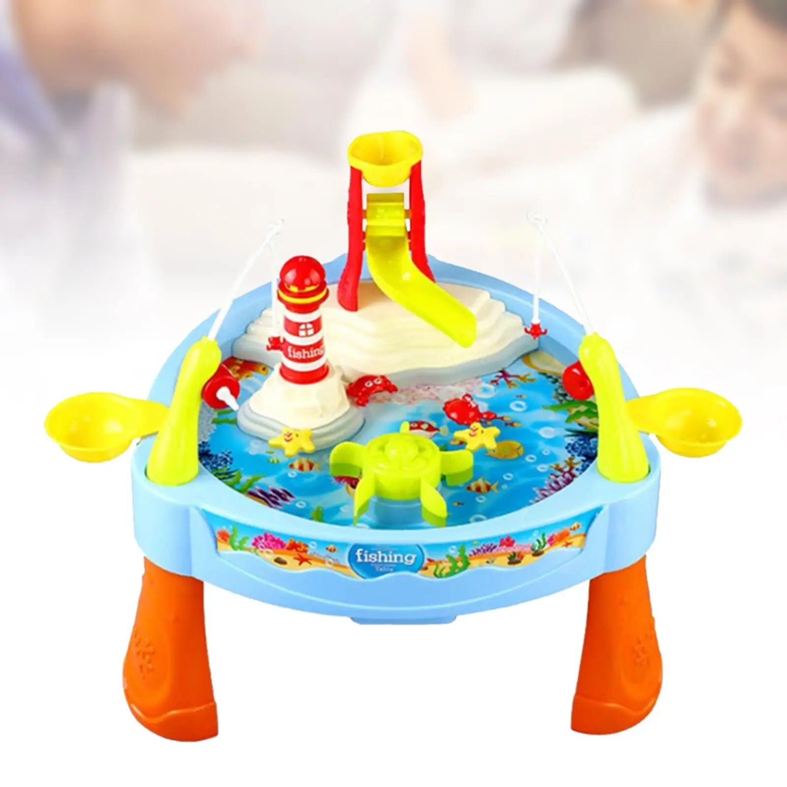 Water Circulating Fishing Game Board Play Set with Music and Lights Sand Water