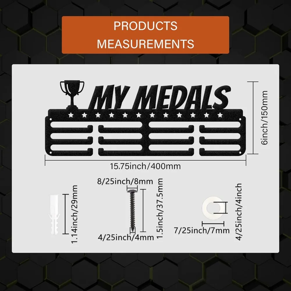 My Medals Medal Holder Display Hanger Rack Frame for Sport Race Metal Medal Hanger for Running Gymnastics Soccer Basketball