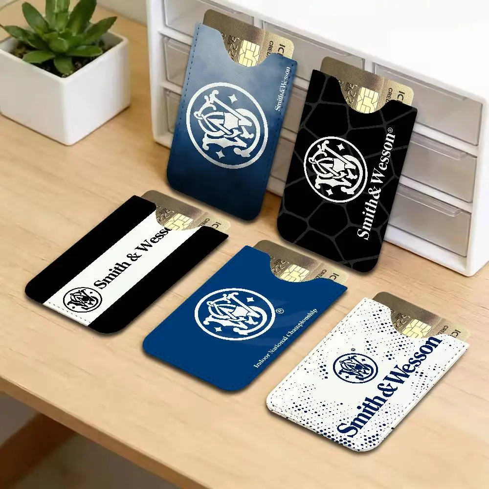 GUN Smith & Wesson PU Leather Slim Credit Card ID Card Organizer Portable Business Card Case for Daily Outdoor Carry