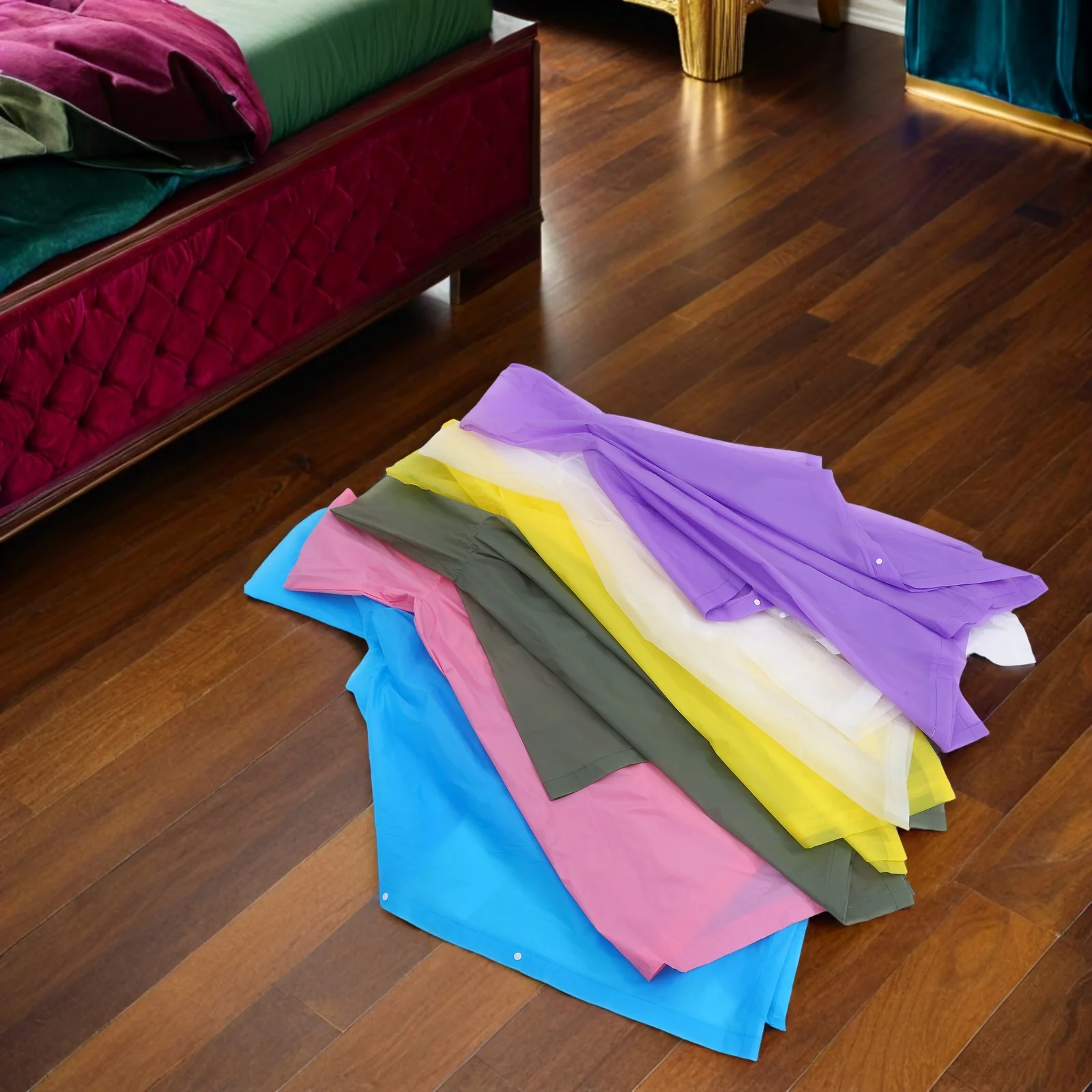 

6 шт. многоразовых водонепроницаемых дождевиков для взрослых, портативные, с капюшоном, легкие, для путешествий, походов, кемпинга, фестивалей, экстренных случаев