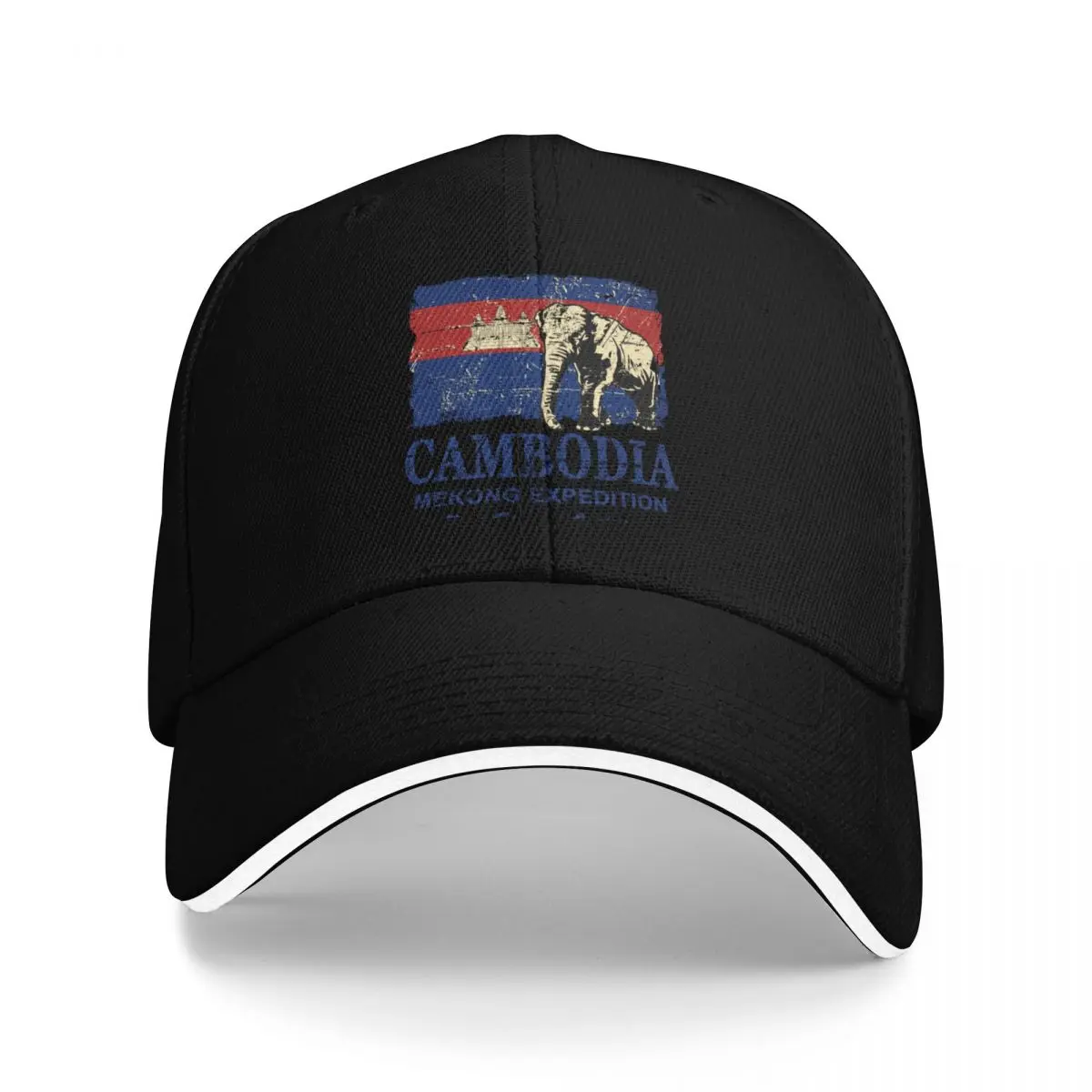 

Cambodia Flag - Vintage Look Sticker Baseball Cap black Fashion Beach Male hat Girl Men's