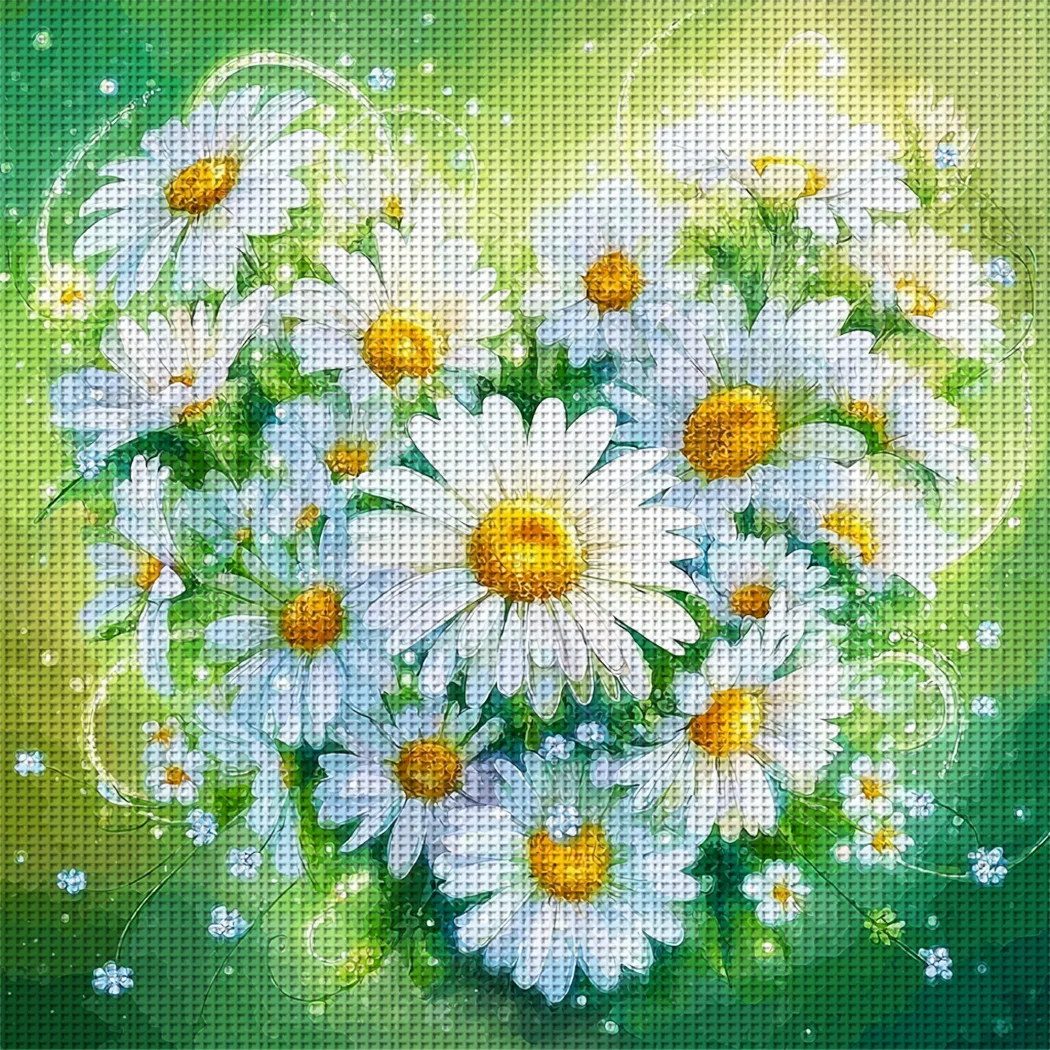 

Набор для вышивания крестиком 36x36 см (14,17x14,17 дюймов), 11CT, с принтом, «Весенние маргаритки», для начинающих взрослых, для расслабляющей вышивки крестиком.