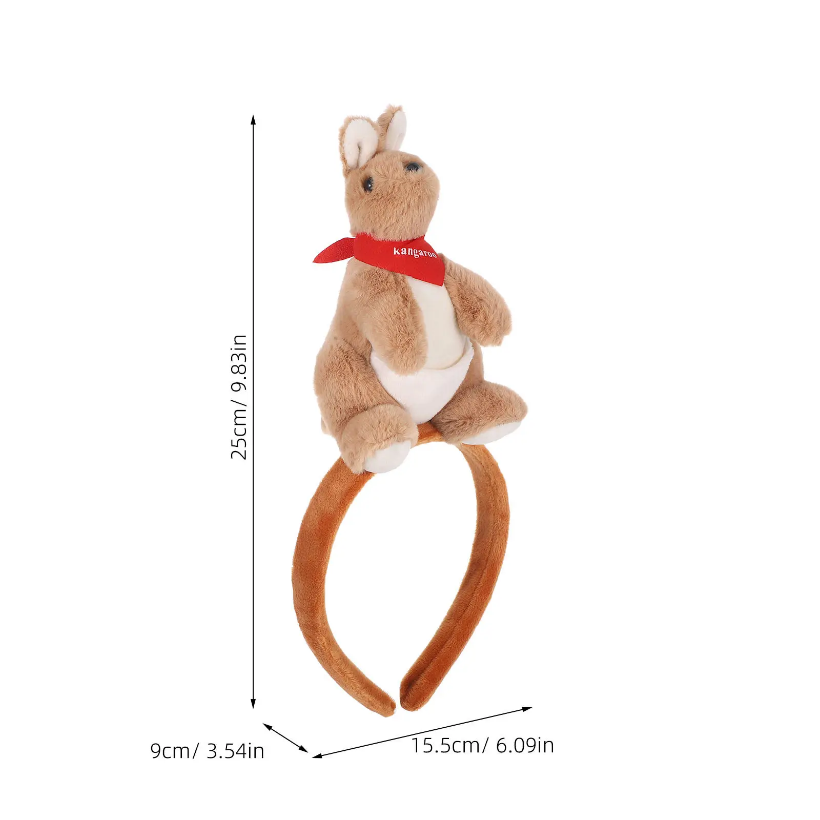 3D Kangaroo Headbands Cute Stuffed Animal Hairbands Cartoon Zoo Hair Hoops for Halloween Party Travel Photos Accessories