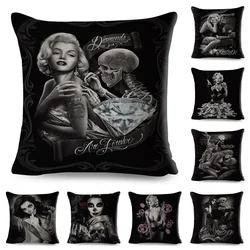 Mexico Chicano Sexy Women Skull Pillow Case Decor Cartoon Printed Girls Cushion Cover for Sofa Home Car Polyester 45*45cm