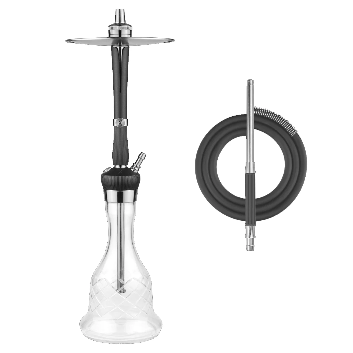 

Hoob Enzo Hookah Shisha Set 304 Stainless Steel 60cm Single Tube with Glass Bottle