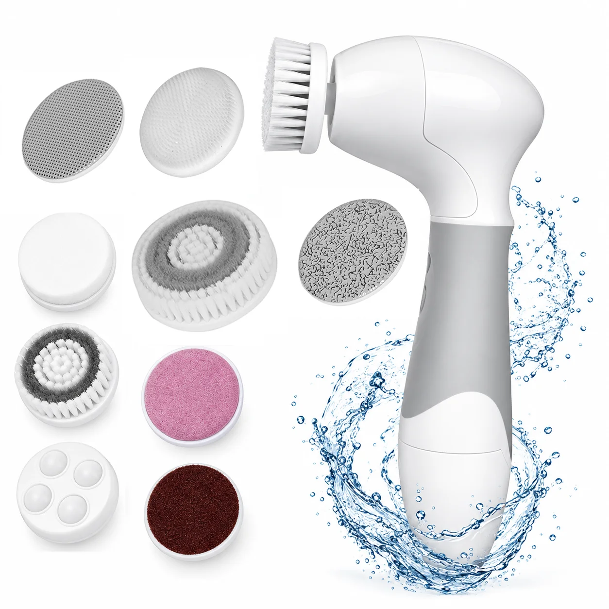 Electric Electric Facial Cleansing Brush 9 Heads Spin Cleaner Deep Cleaning Blackhead Remover Face Body Wash Skin Care Massage Brush Kit - Aliexpress Deal