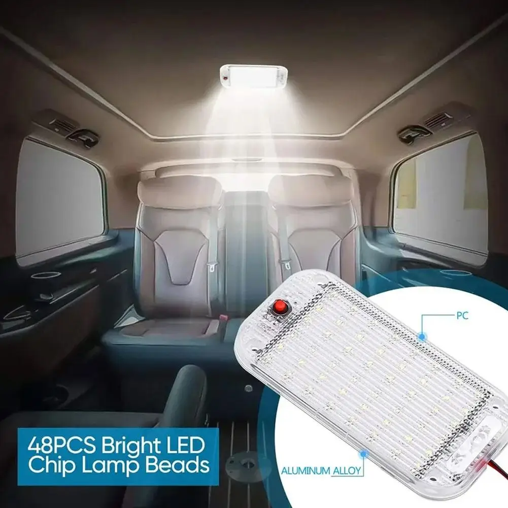 Universal Ceiling Light Bright Car Indoor Lamp With ON/OFF Switch 48/60LEDs Interior Dome Light For Box Trucks Campers Boats RVs