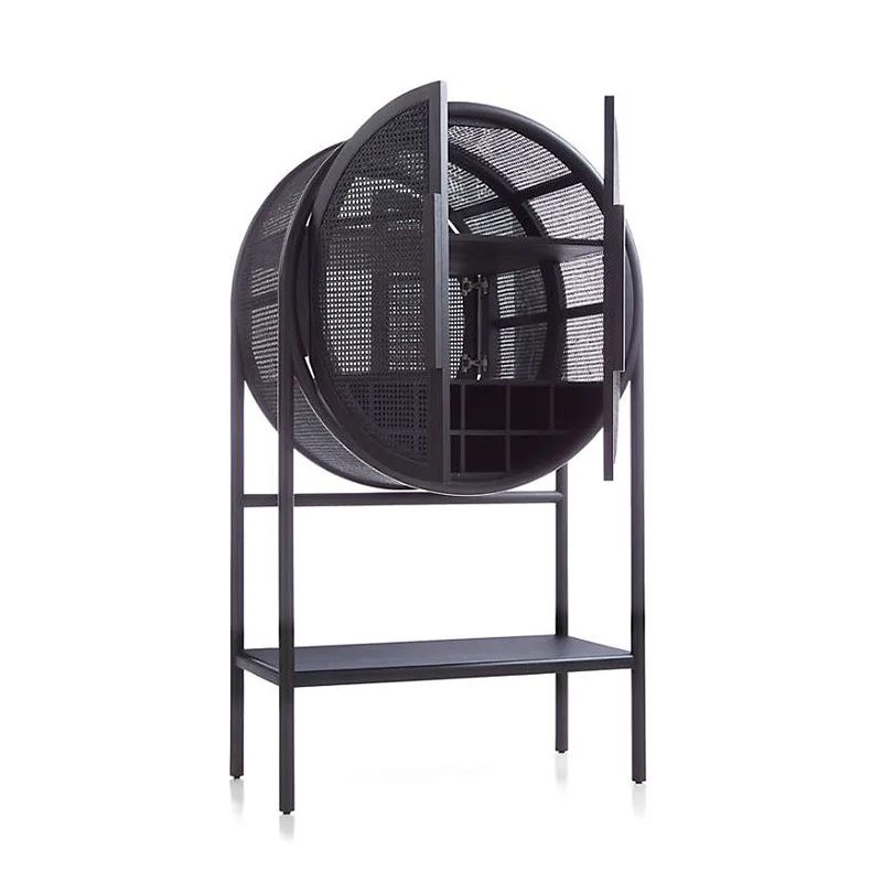 Nordic solid wood rattan entrance cabinet wine cabinet integrated living room home screen partition simple modern home shelf