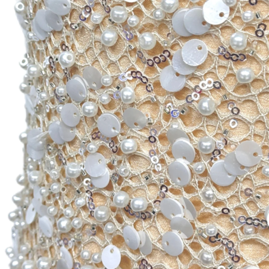 

Высококачественная африканская французская сетчатая кружевная ткань с пайетками и вышивкой ручной работы для пошива свадебных и вечерних платьев, 5 ярдов.