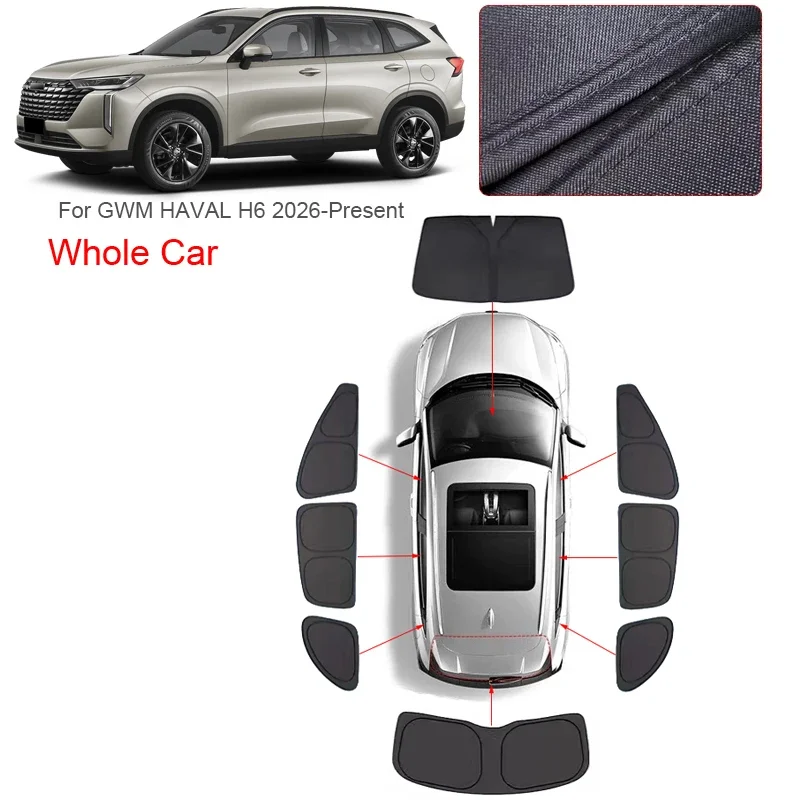 

Car Anti-UV Black Window Privacy Sunshade For GWM HAVAL H6 2026-Present Auto Heat Insulation Protect Cover Interior Accessory