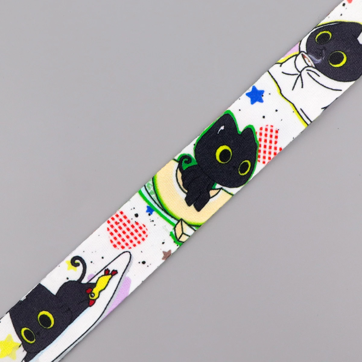 Cartoon Black Cat Lanyard Neck Strap Keychain Card Cover Badge Holder Mobile Phone Hang Rope Keyring Cosplay Accessories Gifts
