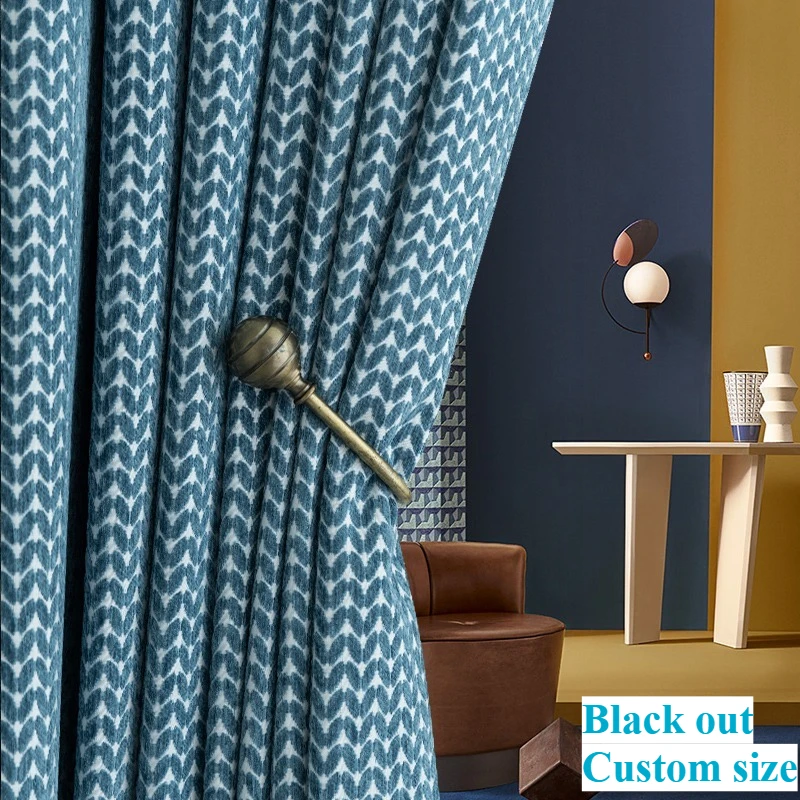 Blackout Custom Size Fabric French Window Curtain for Living Room and Bedroom European White Tulle Window Decor Modern Fashion