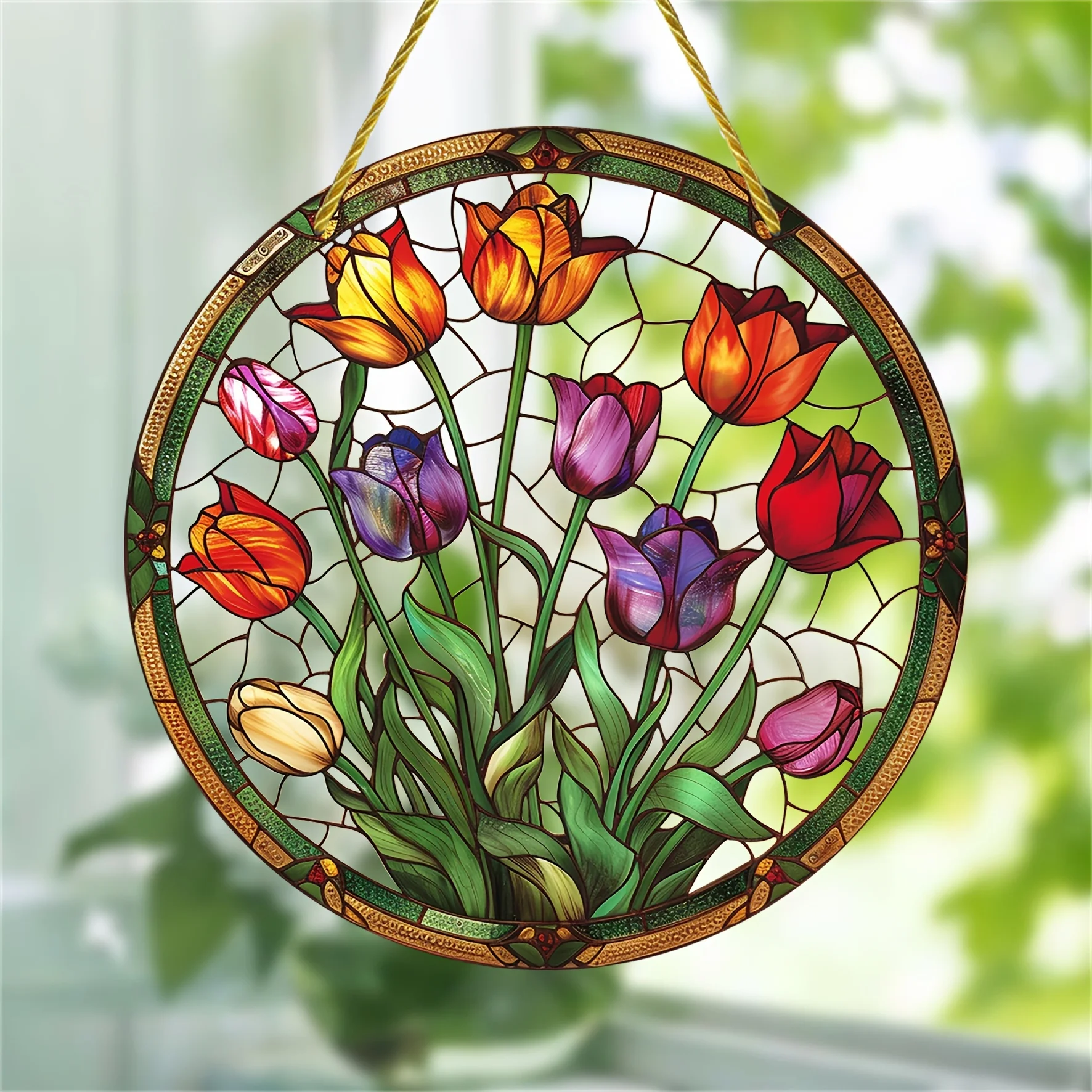 Tulip Suncatcher Stained Window Hanging,Acrylic Sign,Gifts For Women,Festival Decor,Birthday Gifts For Women,Wall,Room Decor