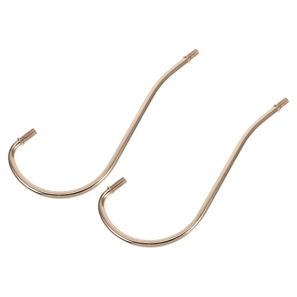 2Pcs Gold Finished Iron Curved Lamp Stem Question Mark Shape Threaded Lamp Rod Replacement for Table Lamps DIY Lighting Fixture