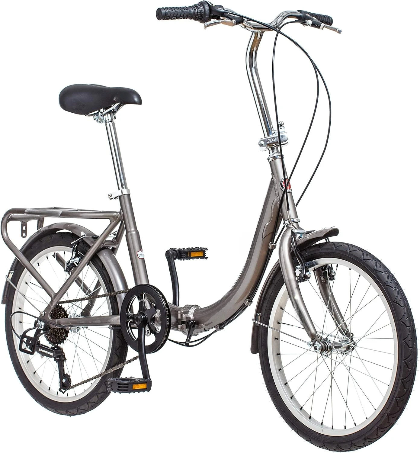 Loop Folding Bike for Adult Men Women, 20-inch Wheels, 7-Speed Drivetrain, Rear Cargo Rack, Carrying Bag Included for St