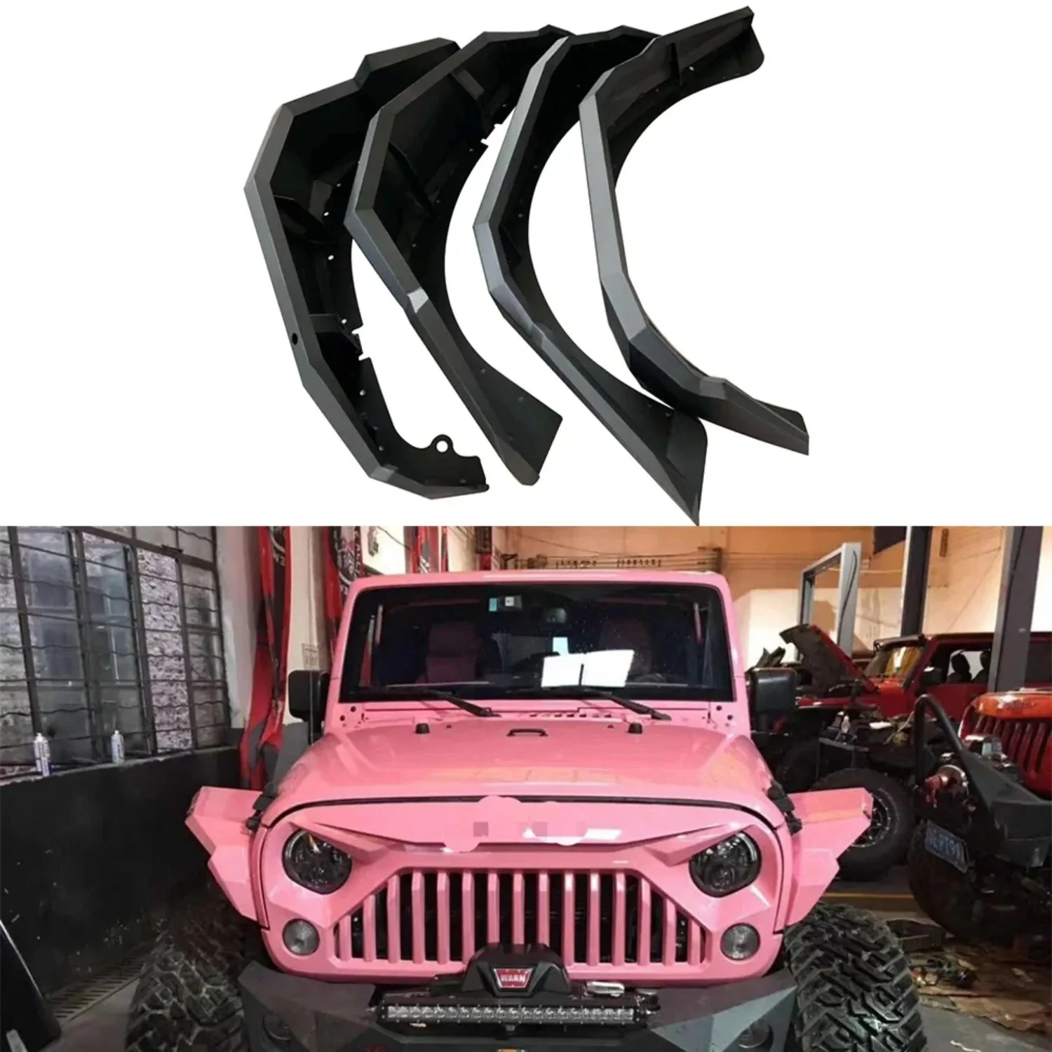 

4Pcs Black Aluminum Alloy Fender Flares Marauder Fender For Jeep Wrangler JK 2007-2017 car Accessories