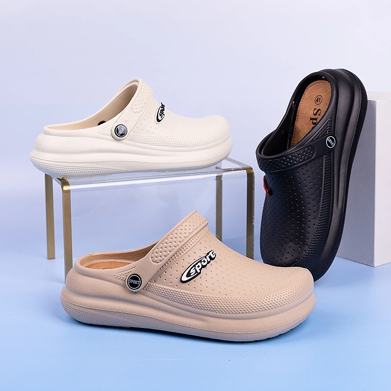 

Модные тапочки-сабо с толстой мягкой подошвой, сандалии-кроссовки для сада с поддержкой свода стопы, нескользящие домашние тапочки