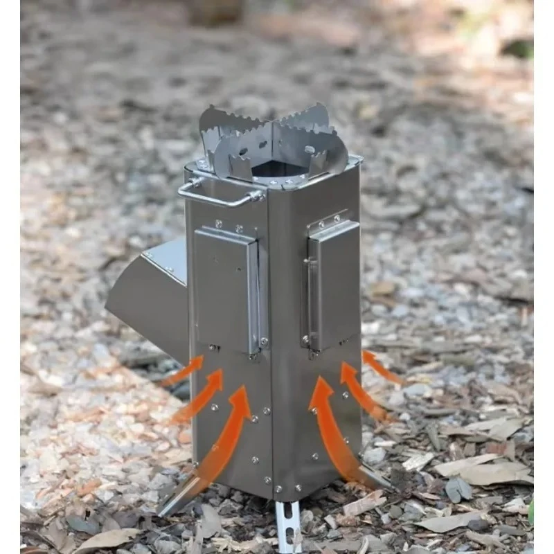 Portable Stainless Steel Rocket Smokeless Stove For Outdoor Camping Adventures Boiling Wate r Cooking Equipment Heavy Duty Safe 5
