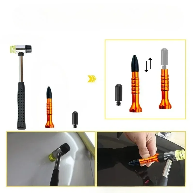 Paintless Dent Repair Kit Rubber Leveling Hammer Dent Removal Pen Car Body Dents Fix Tools Auto Dent Puller Repair Accessories