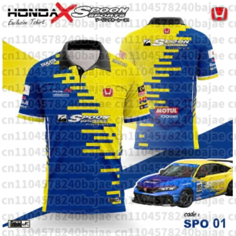 

Honda HRC Racing Team Polo Shirt for Men Summer Hot Selling Breathable Sweat Wicking Comfortable Top for Motorcycle Riding