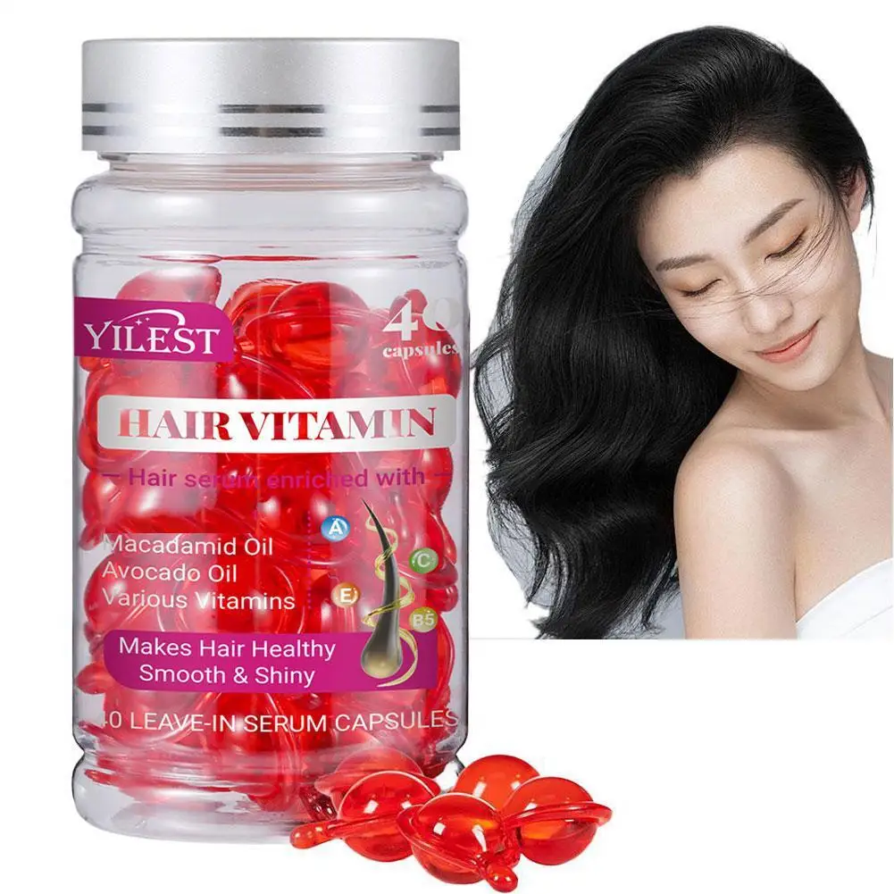 

40Pcs/set Argan Essential Oil Hair Vitamin Capsule Moisturizing Moroccan Keratin For Curly Straight Dry Damaged Hair Anti Frizz