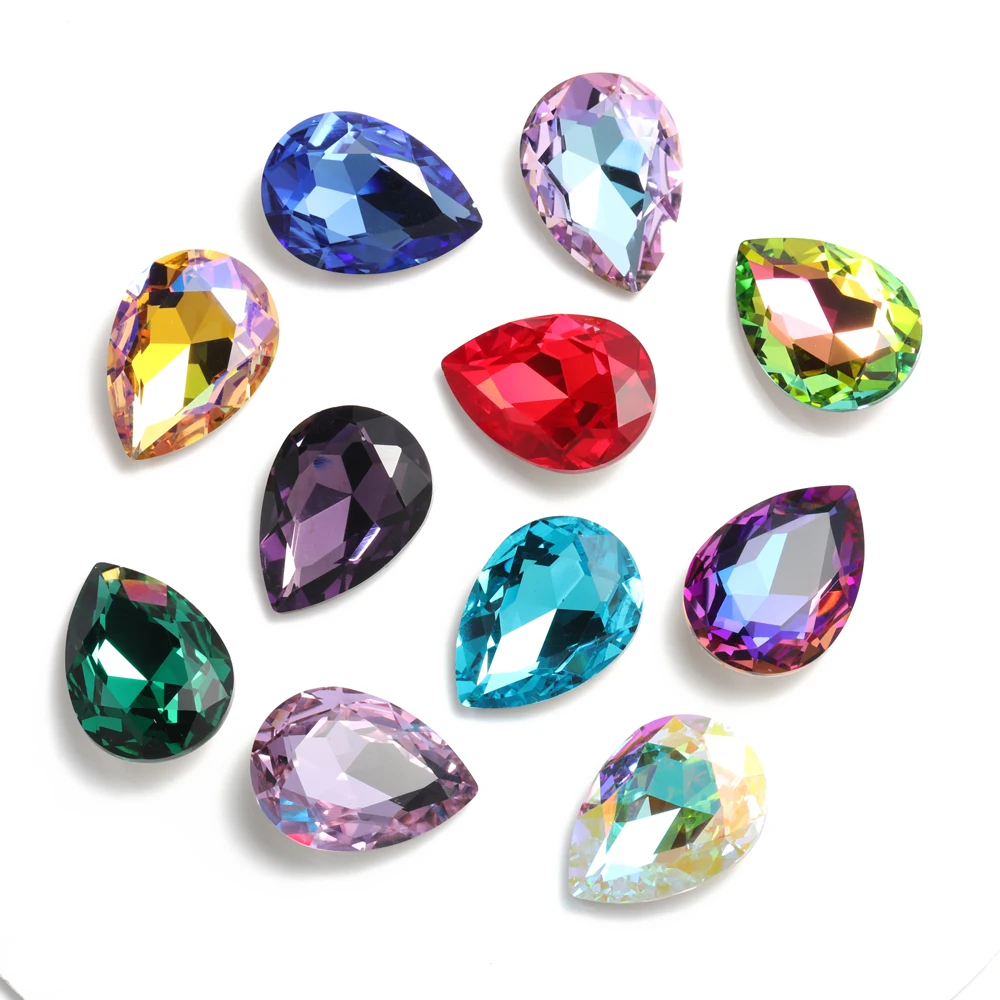 20x30mm 4320 4327 diamantes de imitación con forma de gota brillante Strass K9 cristal Strass arte piezas para manualidades accesorios para hacer joyas