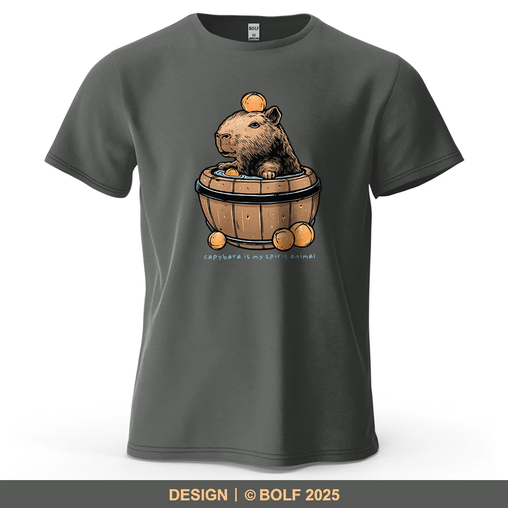 Capybara im Fass Artoonish bedrucktes Herren-T-Shirt aus 100 % Baumwolle, übergroße, skurrile Grafik-T-Shirts für Damen, Tops, T-Shirts, Streetwear