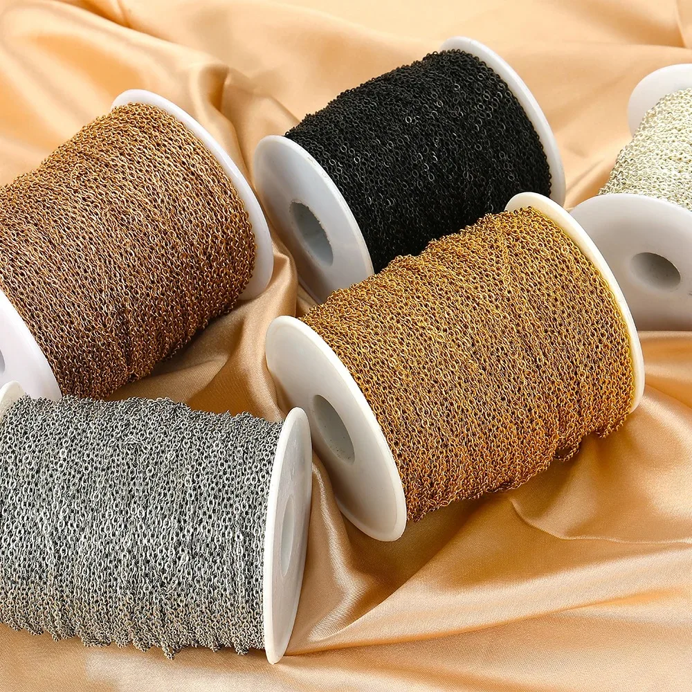 

2 Meters No Fade Stainless Steel 1/1.5/2mm Width Cross Chains Link Chains for Necklaces Bracelets Findings DIY Jewelry Material