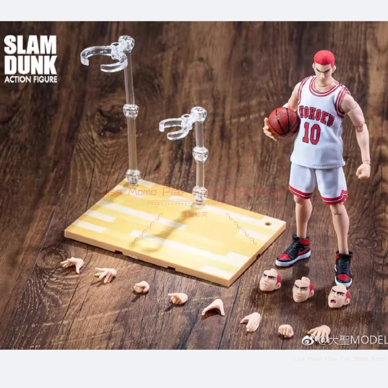نموذج GT Slam Dunk Great Sage المدمج - Sakuragi Hanamichi مع قطع أصلع أو طاقم، جيرسي أبيض، أحذية AJ، نموذج لعبة