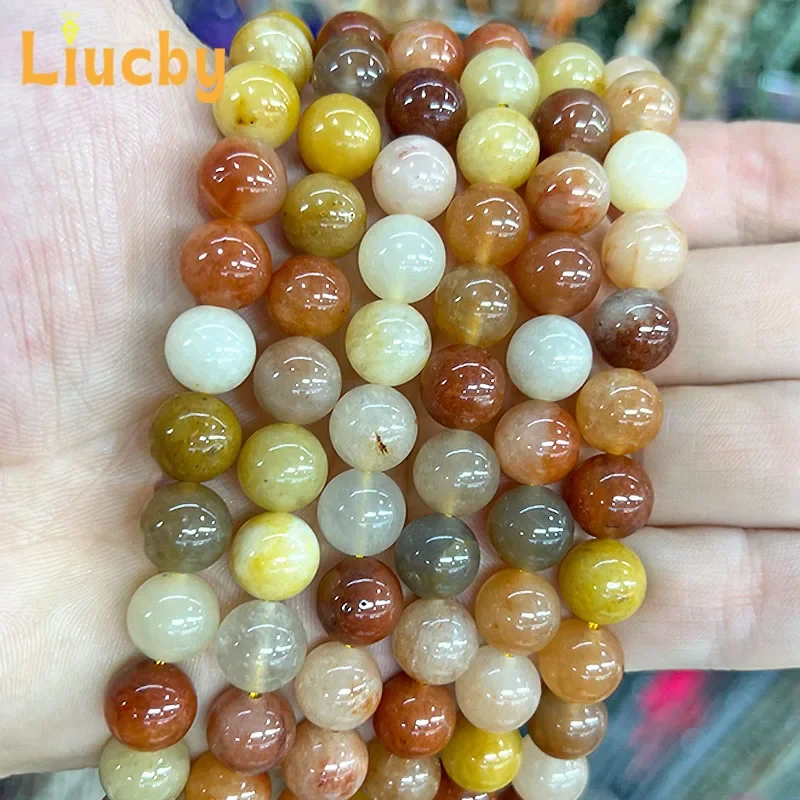Naturstein, rote Gold-Jade-Chalcedon-Perlen für die Schmuckherstellung, DIY, Damen-Ohrringe, Accessoires, Ringe, 15" Strang, 4/6/8/10/12 mm – Detail 5