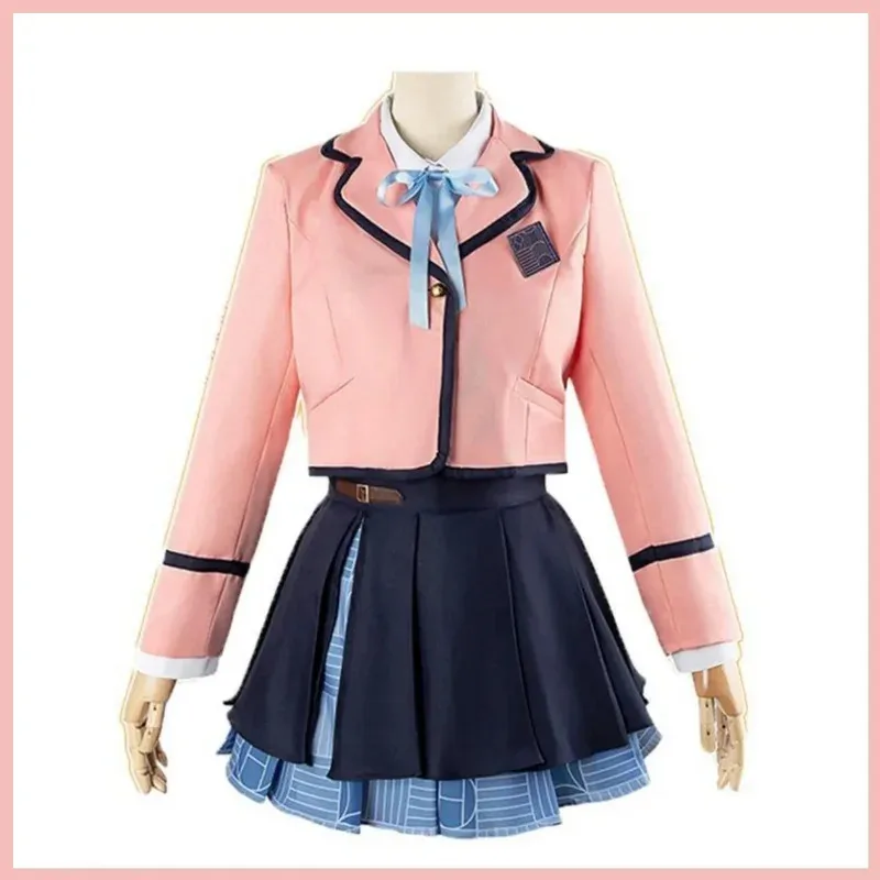 

Anime Game Gakuen Idolm@Ster Hanami Saki Cosplay Costume Japanese Pink JK Uniform Coat Skirt Wig Woman Kawaii Campus Suit gh;0