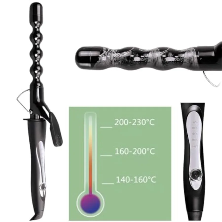 Electric 1 Inch Ceramic Curling Wand for Long Hair 25mm Round Barrel Fast Heating Beach Waves Styling Tool with Heat Protection