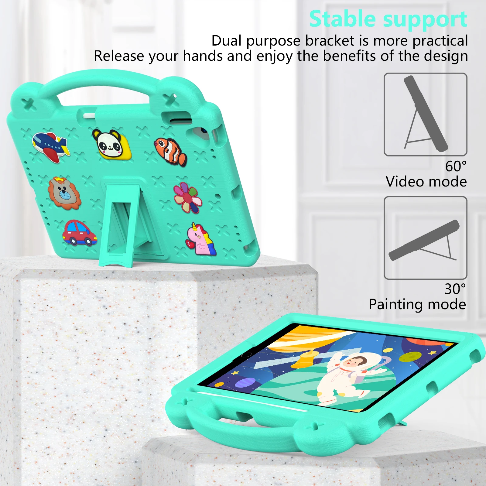 For iPad Air 3 2019 Pro 10.5 2017 Soft EVA Cute Case Kids Friendly Tablet Cover Shockproof Hand Holder With Pen Slot Funda Coque