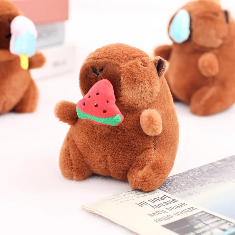 Porte-clés en peluche Capybara côtelé, mini animaux en peluche Capybara, sac pendentif au beurre doux, souvenir rigour, jouet pour enfants, 12cm