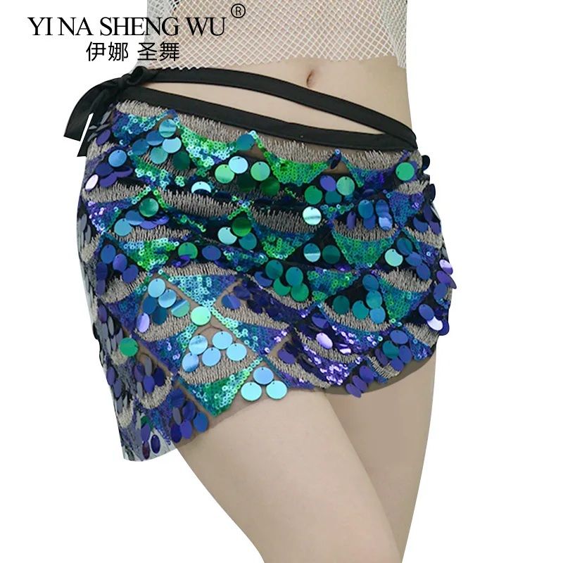 Danza del ventre sciarpa all'anca con paillettes sciarpa a triangolo catena in vita con nappe cintura per feste di Festival di danza indiana gonne rosa per danza del ventre