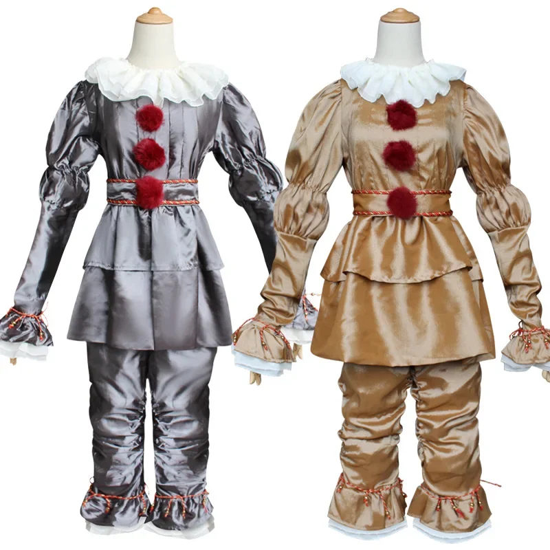 

Halloween Masquerade Clown Pennywise Cosplay Costume Stephen King Terror Clown Costumes Mask Suit Party Aldult Child Clothing