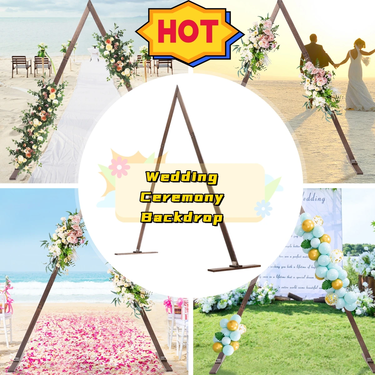 Wooden Arch 8.2FT for Wedding Ceremony Gorgeous Arbor Backdrop Stand for Garden Parties Decor Rustic Decorations