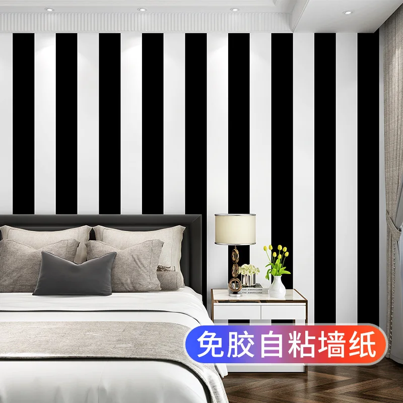 

Black and White Vertical Stripes Wallpaper Self Adhesive Modern Living Room Tv Sofa Background Wallpapers