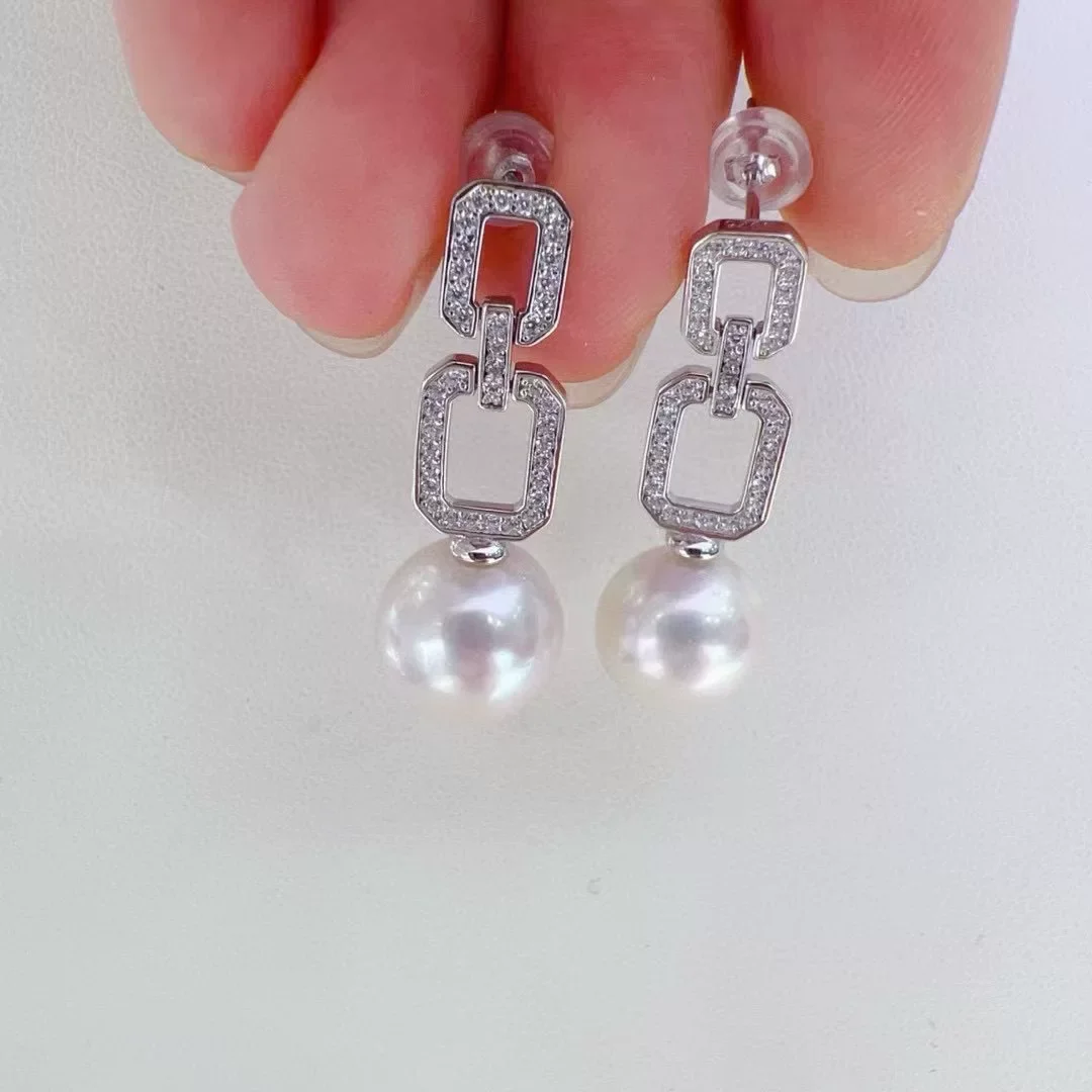 

Модные серьги с натуральным круглым жемчугом AAAA 9-10 мм, 10-11 мм, серебро 925 пробы