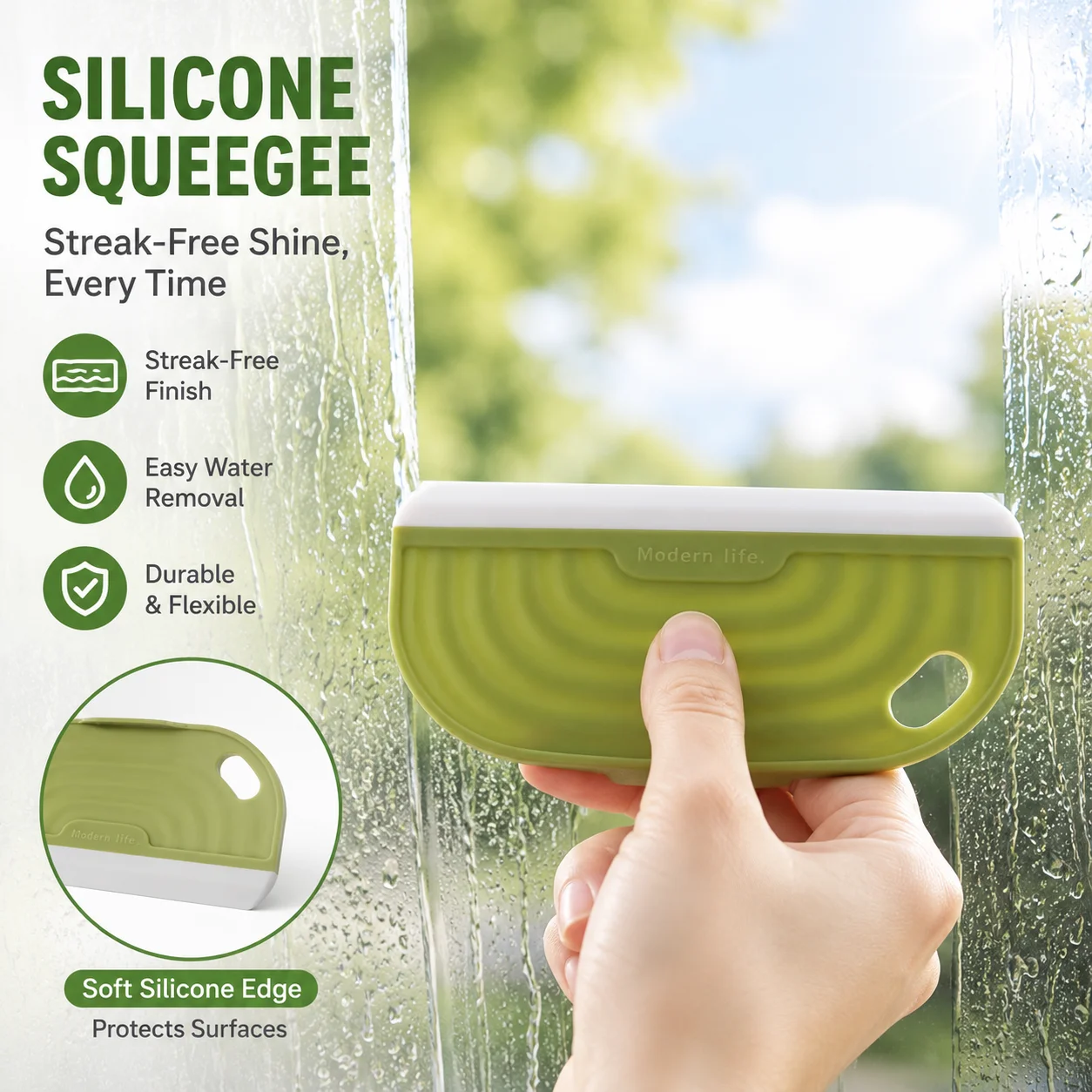 Non-Scratch Soft Silicone Handy Squeegee Kitchen Sink Countertop Squeegee Window Mirror Water Wiper Clean Scraping Film Scraper