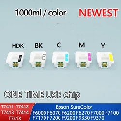 1000ml T7411-T7414 T741X-T7414 cartridge chip For Epson SureColor F6000 F6070 F6200 F6270 F7000 F7200 F7270 F9300 with holder