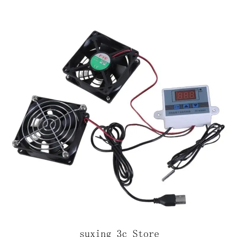 Versatile USB Cabinet Cooling Fan with Temperature Control for Home Theater Plant House MultiSpeed Controller Fan